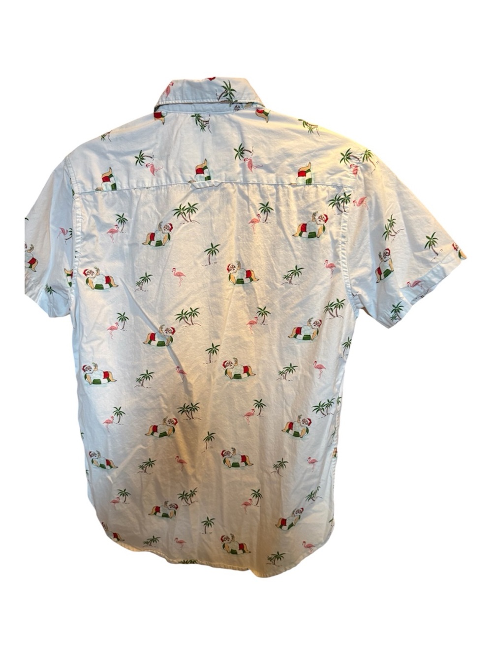 Casual White Tropical Print Short-Sleeve Shirt size Small - Picture 4 of 8